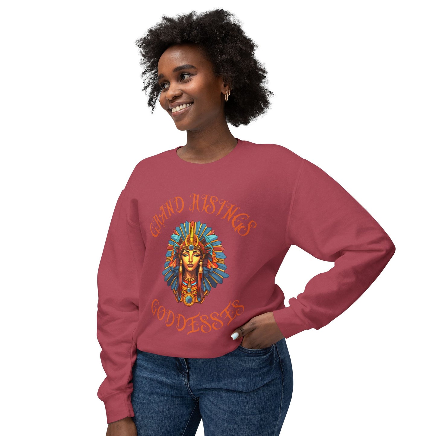 Unisex Lightweight Crewneck Sweatshirt - Grand Hustles Goddess Design