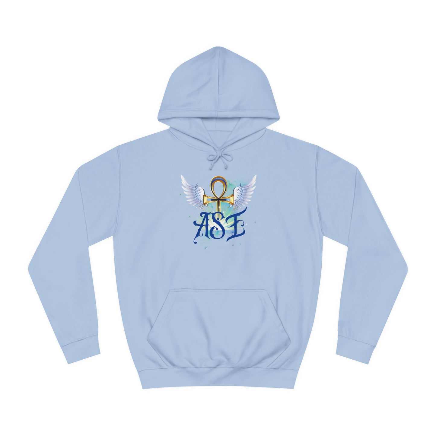 Unisex College Hoodie with Winged Ankh Design - Perfect for Fall and Everyday Wear