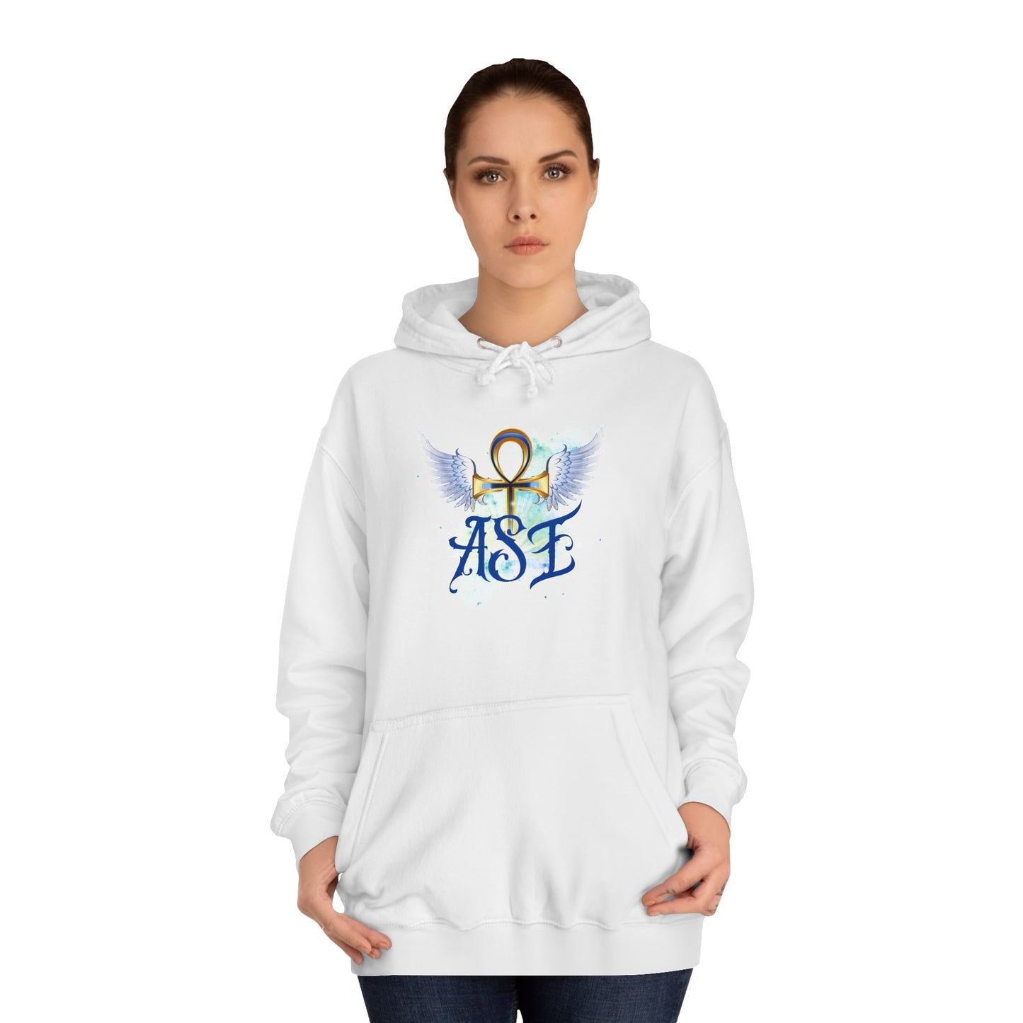 Unisex College Hoodie with Winged Ankh Design - Perfect for Fall and Everyday Wear