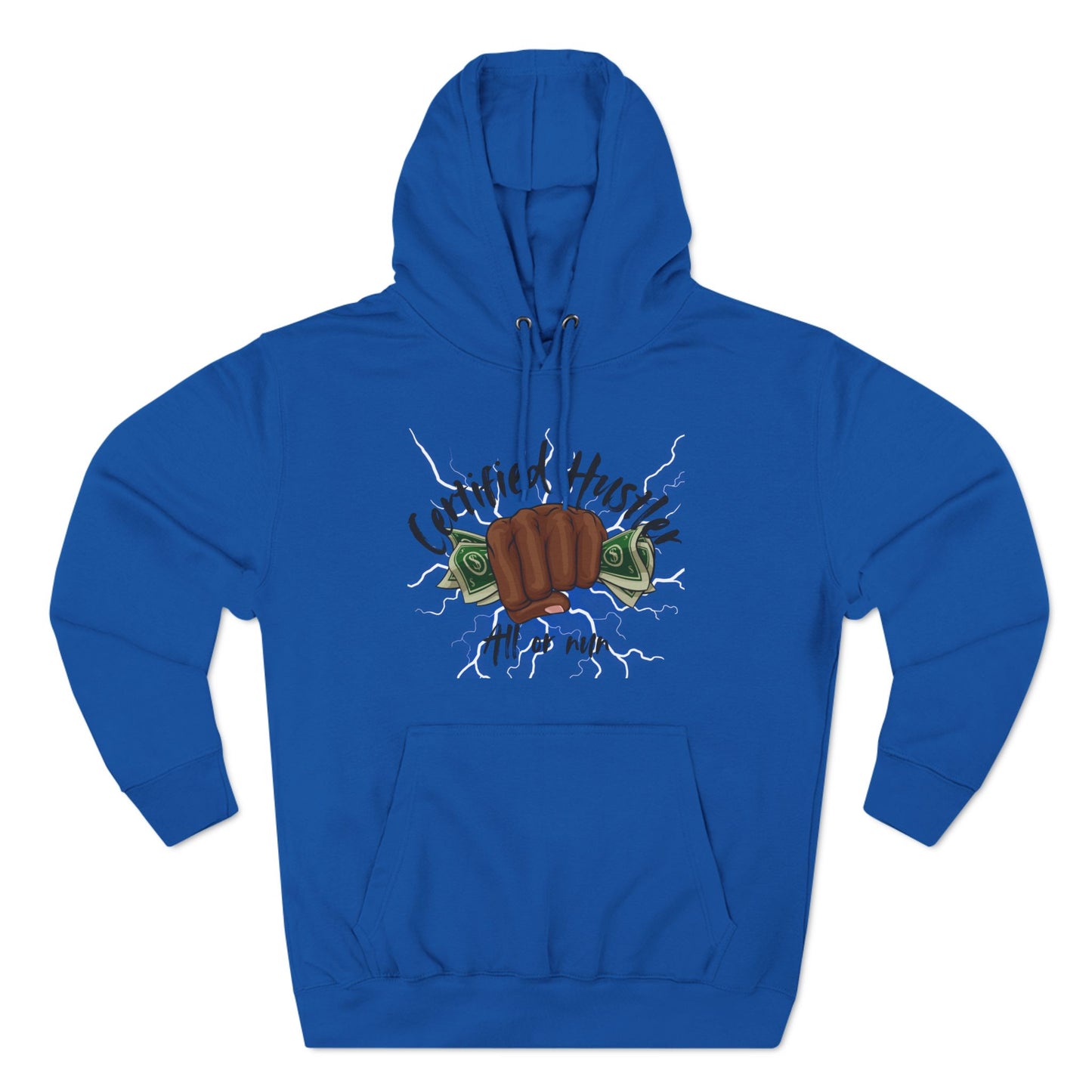 Hustle & Gain Fleece Hoodie - Motivational Blue Pullover for Entrepreneurs