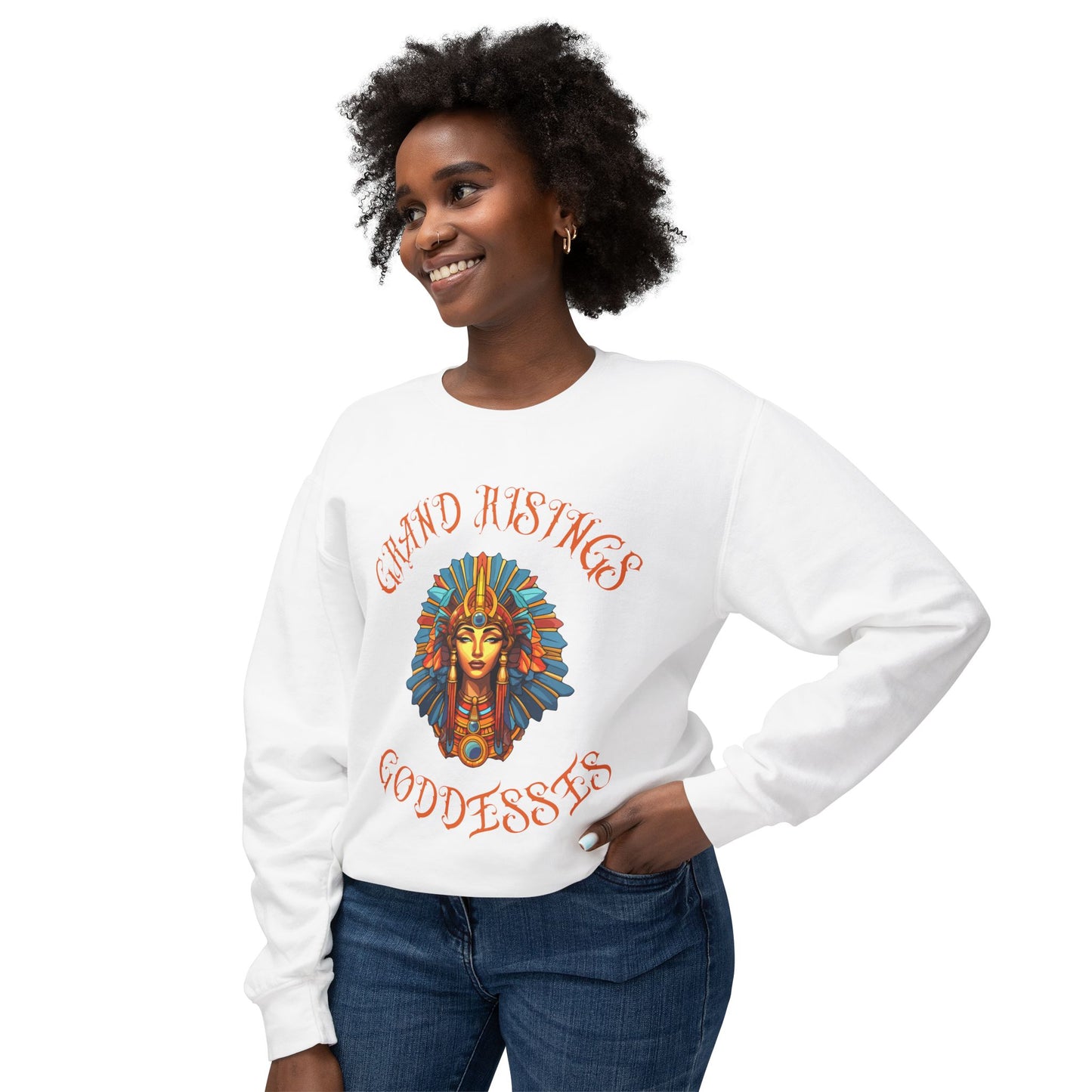 Unisex Lightweight Crewneck Sweatshirt - Grand Hustles Goddess Design