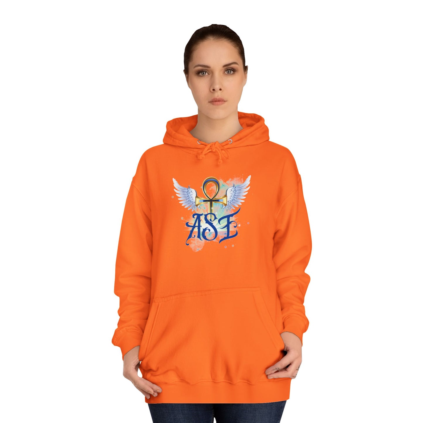 Unisex College Hoodie with Winged Ankh Design - Perfect for Fall and Everyday Wear