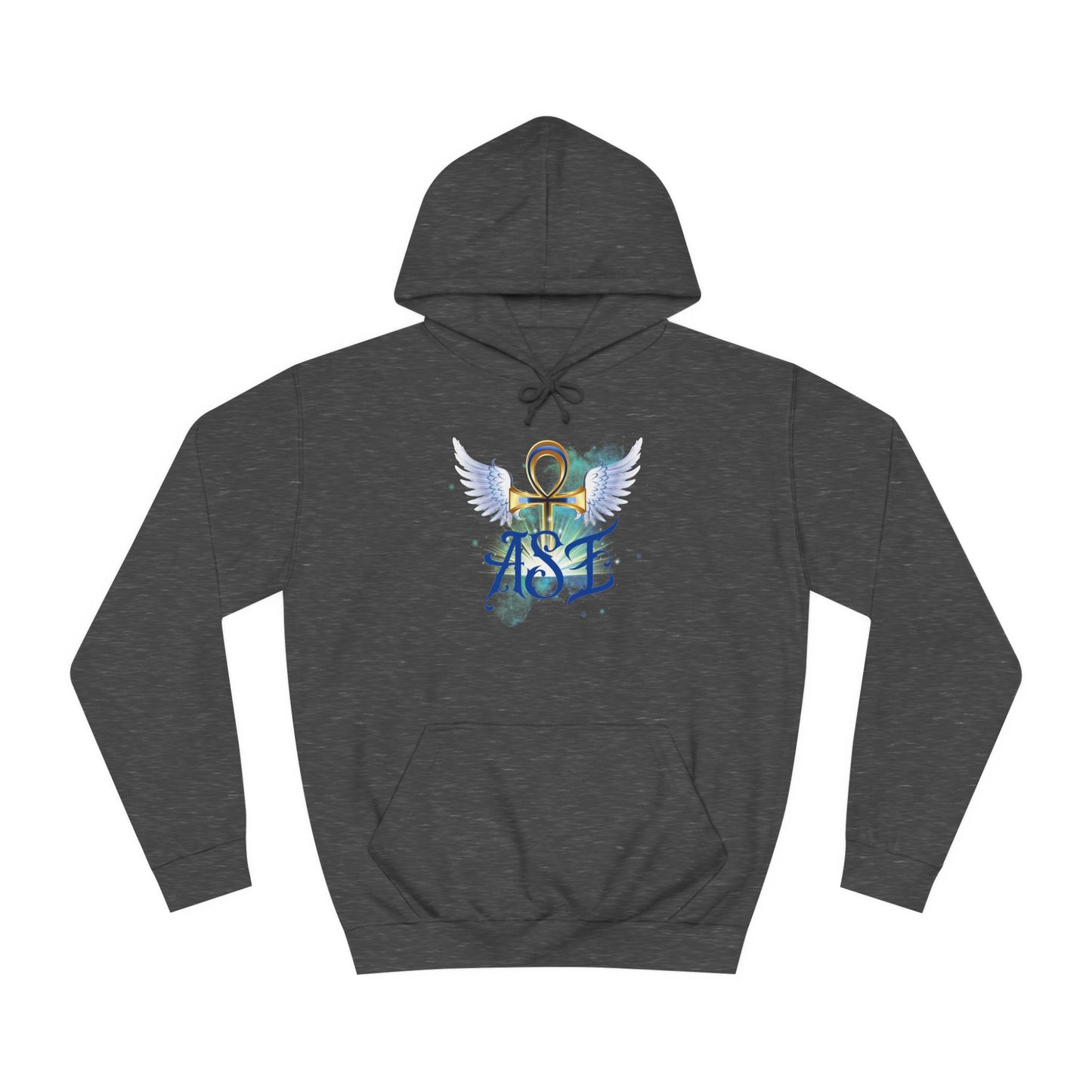 Unisex College Hoodie with Winged Ankh Design - Perfect for Fall and Everyday Wear