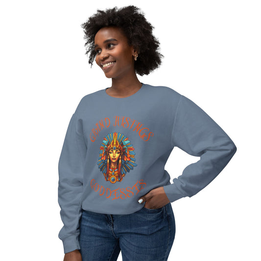 Unisex Lightweight Crewneck Sweatshirt - Grand Hustles Goddess Design