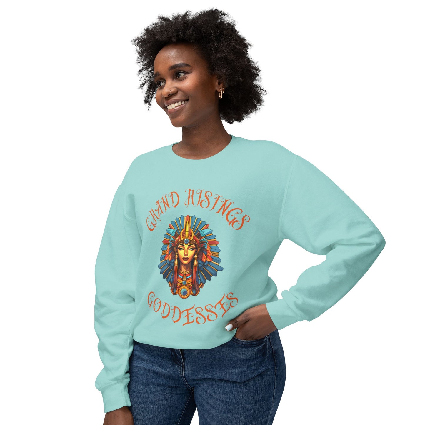 Unisex Lightweight Crewneck Sweatshirt - Grand Hustles Goddess Design