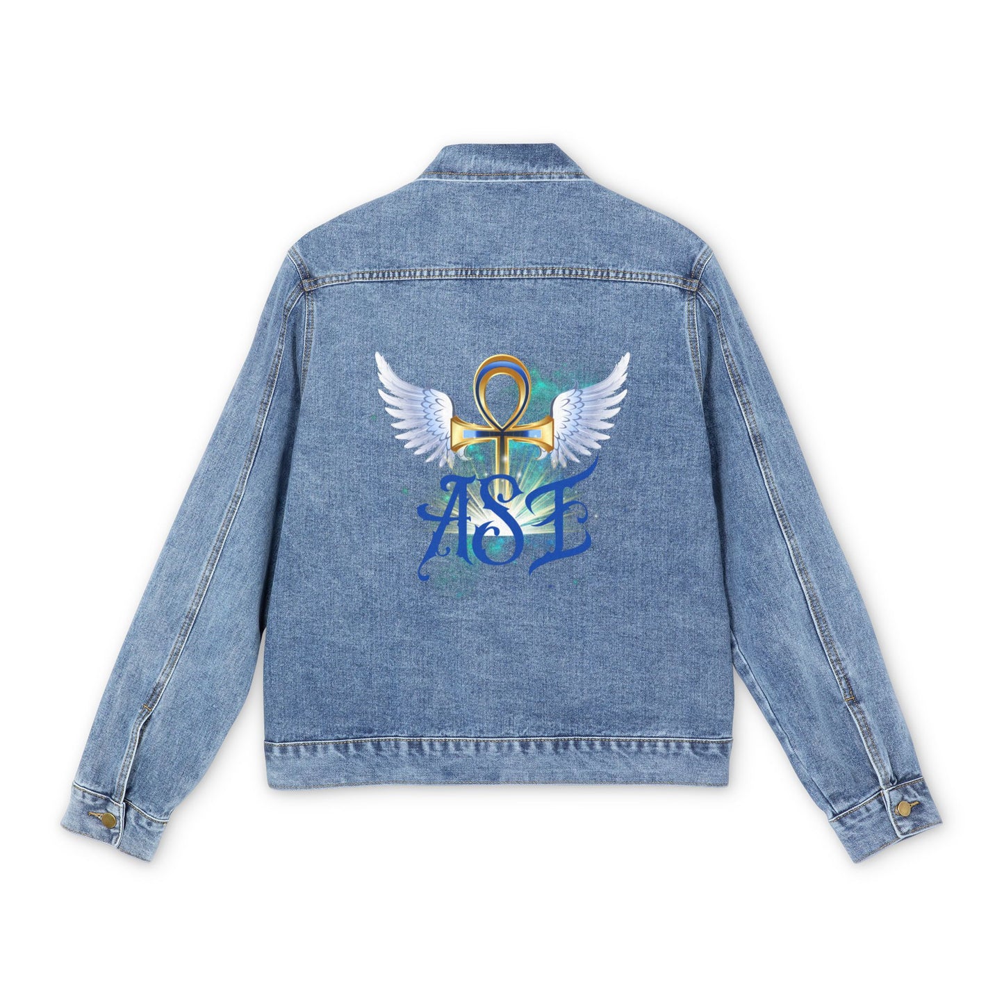 Men's Denim Jacket with Artistic Wings Design – Casual & Trendy