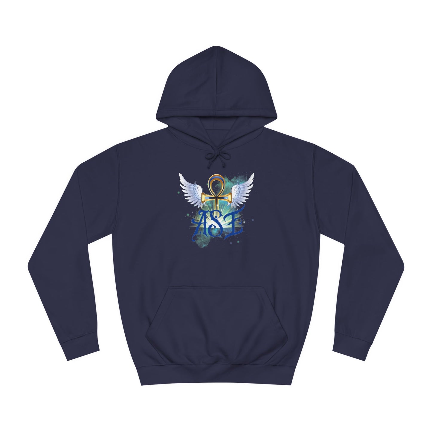 Unisex College Hoodie with Winged Ankh Design - Perfect for Fall and Everyday Wear