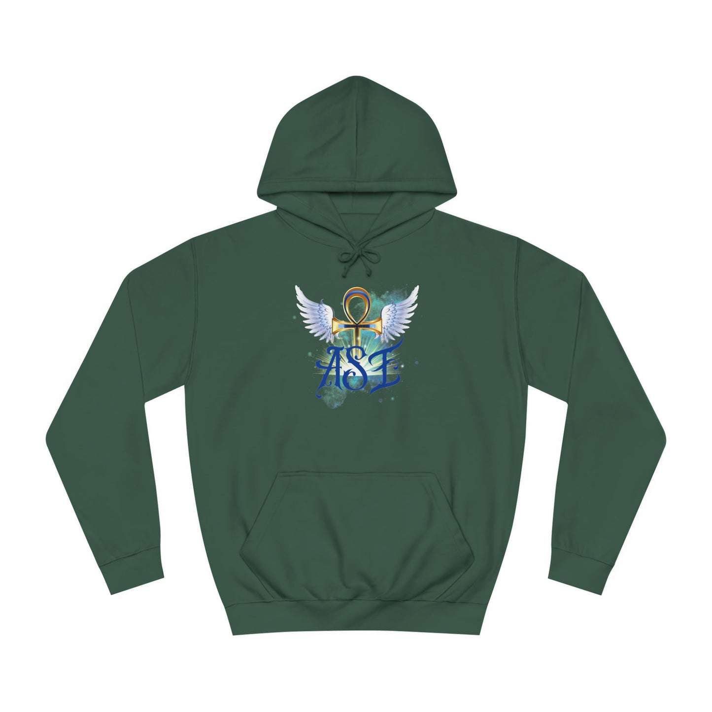 Unisex College Hoodie with Winged Ankh Design - Perfect for Fall and Everyday Wear