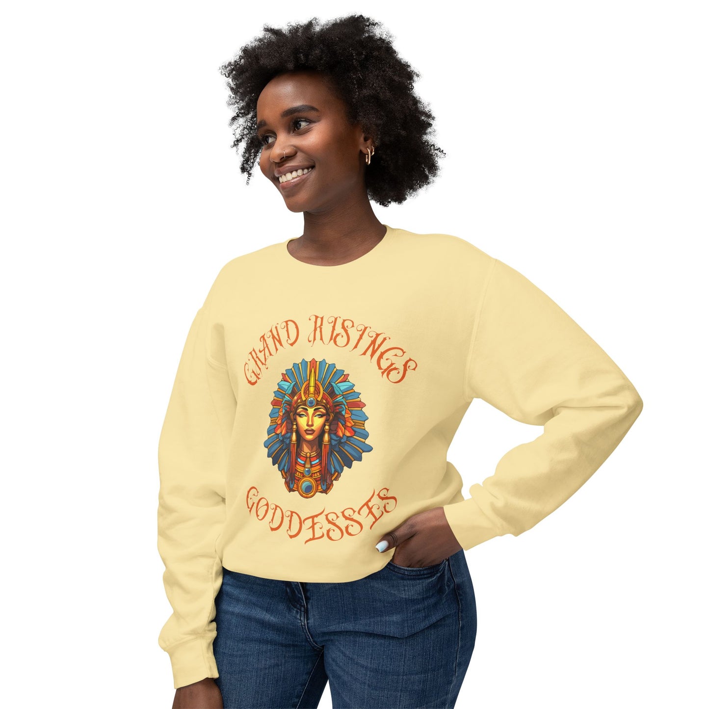 Unisex Lightweight Crewneck Sweatshirt - Grand Hustles Goddess Design