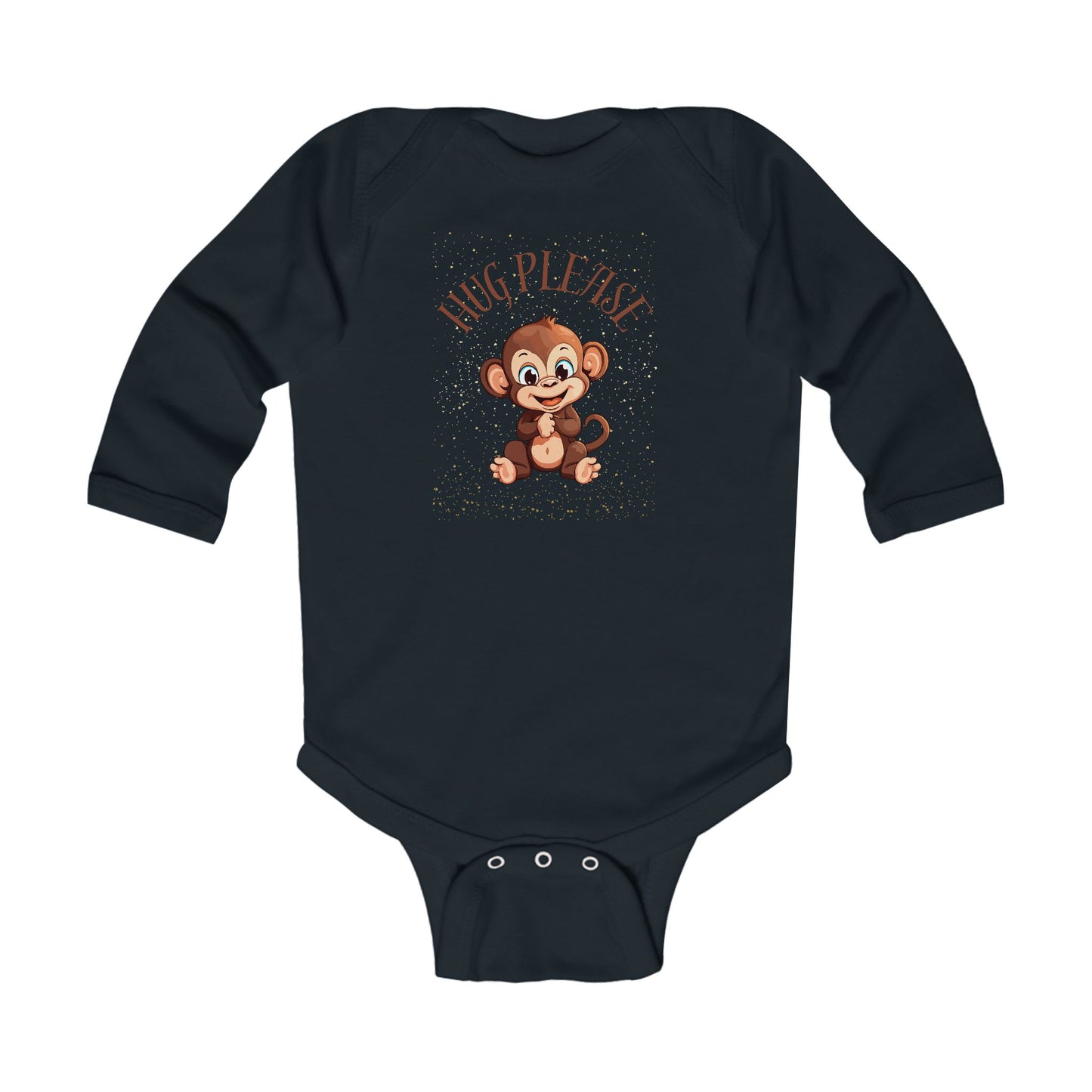 Cute Monkey "Hug Please!" Infant Long Sleeve Bodysuit