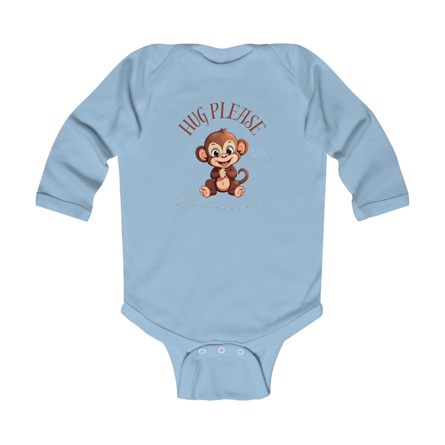 Cute Monkey "Hug Please!" Infant Long Sleeve Bodysuit