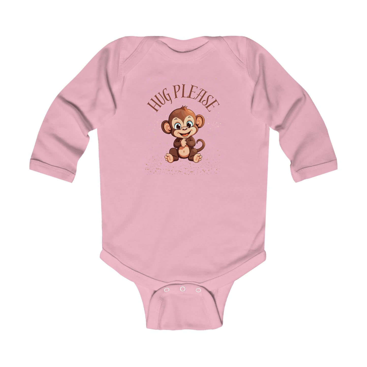 Cute Monkey "Hug Please!" Infant Long Sleeve Bodysuit