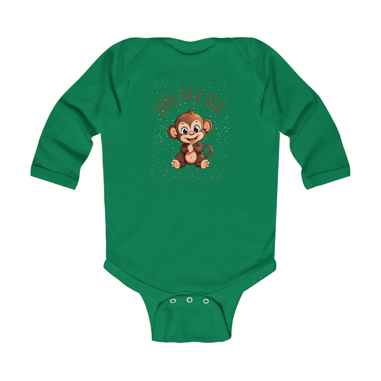 Cute Monkey "Hug Please!" Infant Long Sleeve Bodysuit