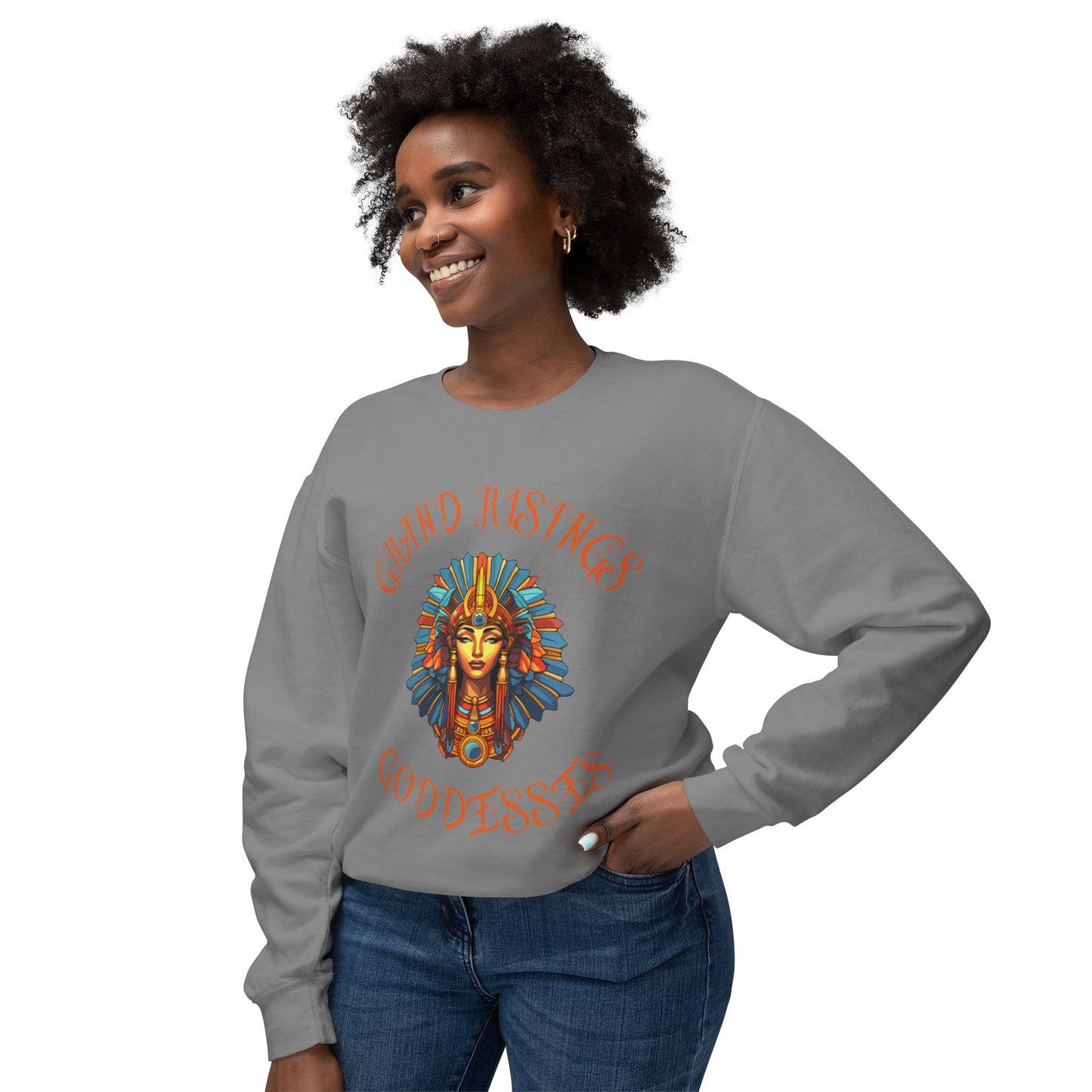 Unisex Lightweight Crewneck Sweatshirt - Grand Hustles Goddess Design