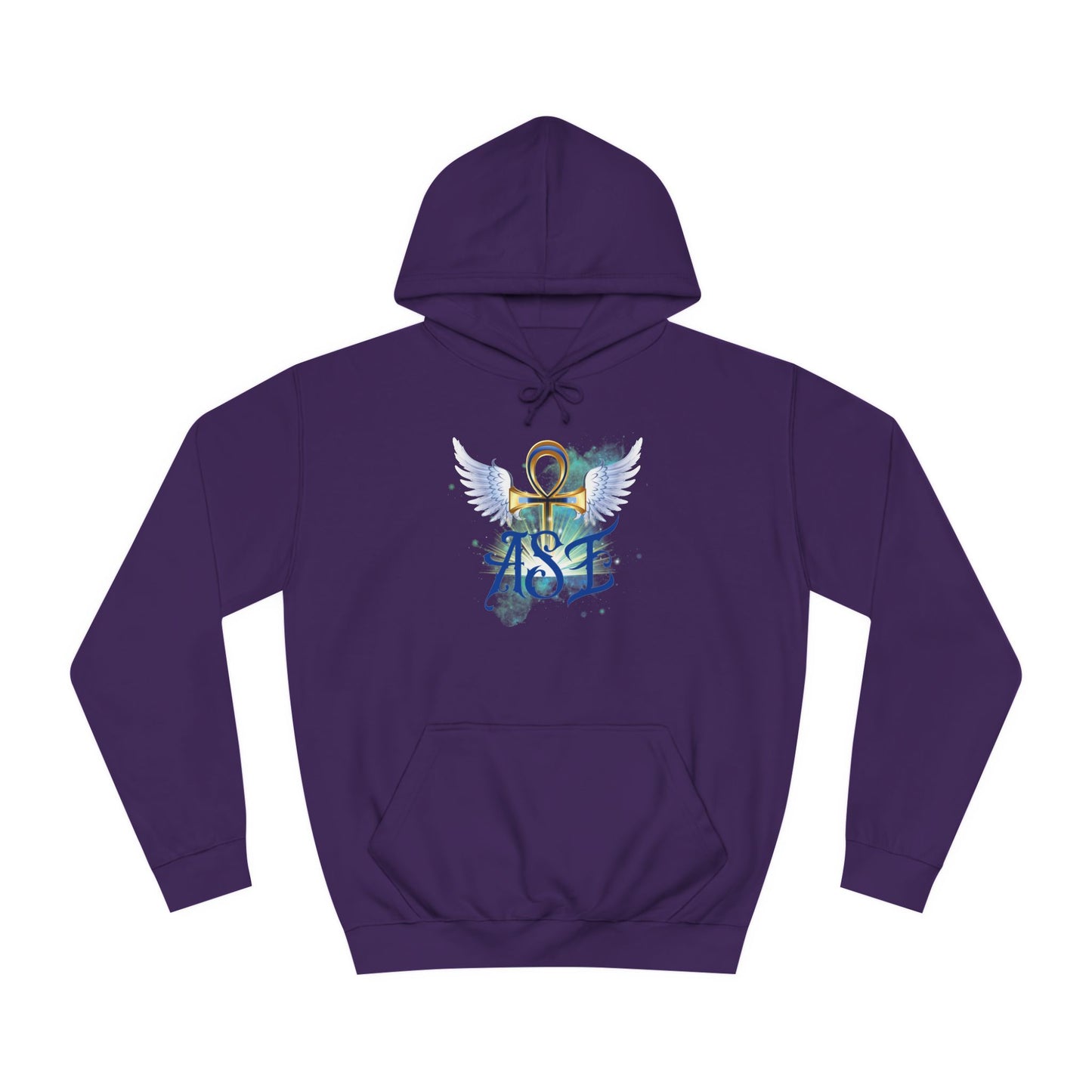 Unisex College Hoodie with Winged Ankh Design - Perfect for Fall and Everyday Wear