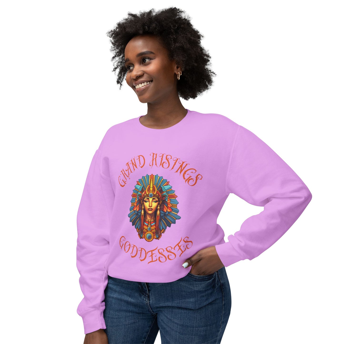 Unisex Lightweight Crewneck Sweatshirt - Grand Hustles Goddess Design