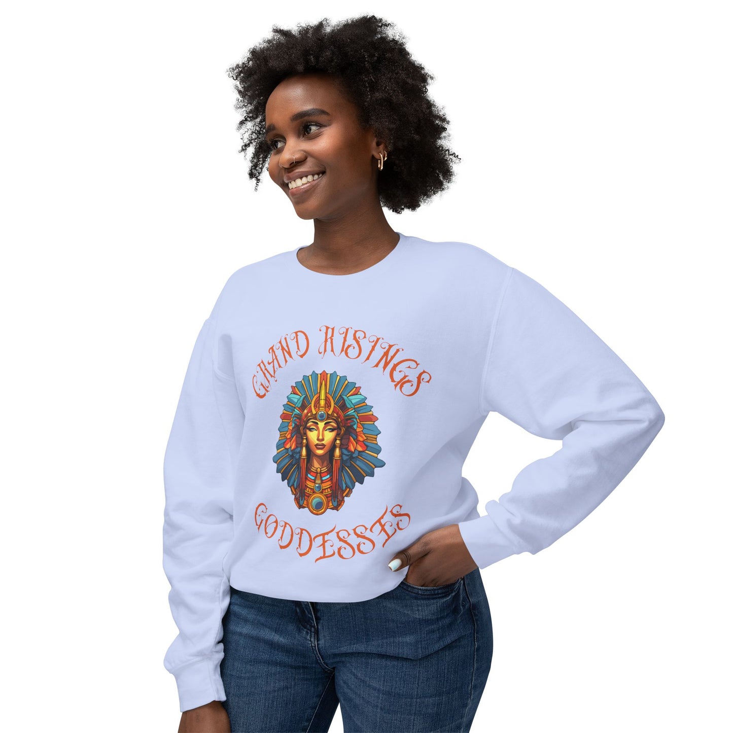 Unisex Lightweight Crewneck Sweatshirt - Grand Hustles Goddess Design