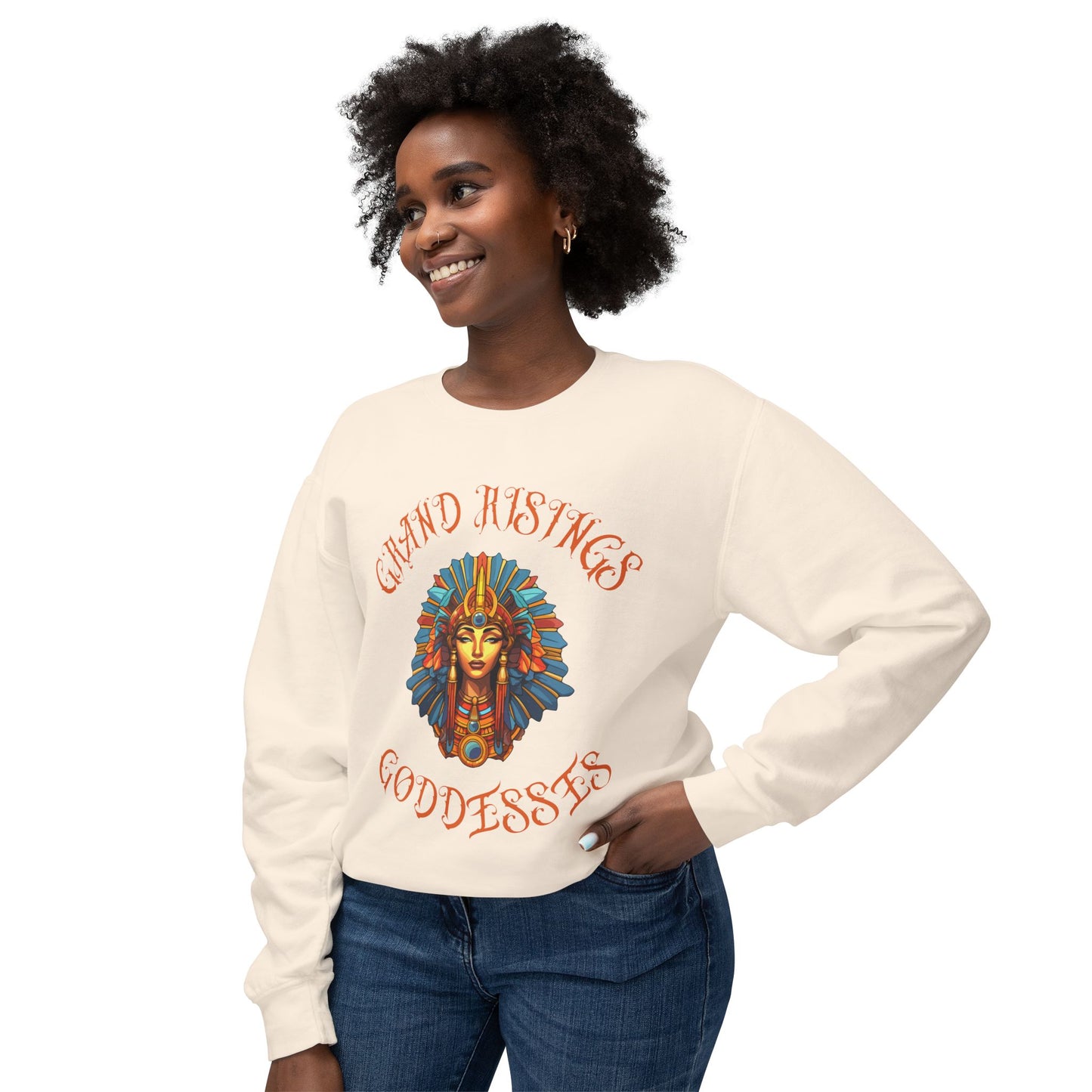 Unisex Lightweight Crewneck Sweatshirt - Grand Hustles Goddess Design